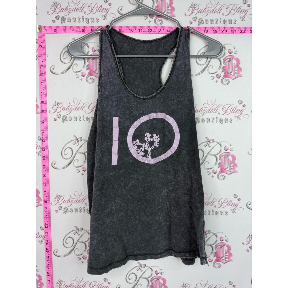 tentree tank top grey Black Mineral Wash Tank with Pink purple Graphic